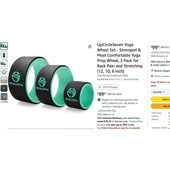 Up Circle Seven Yoga Foam Rollers Set Of 3 Circles 6" 10" 12" in Cyan - Picture 6 of 7